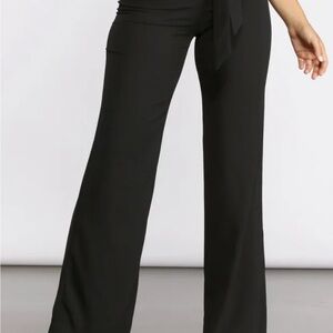 Windsor Black High-Waist Wide-Leg Pants